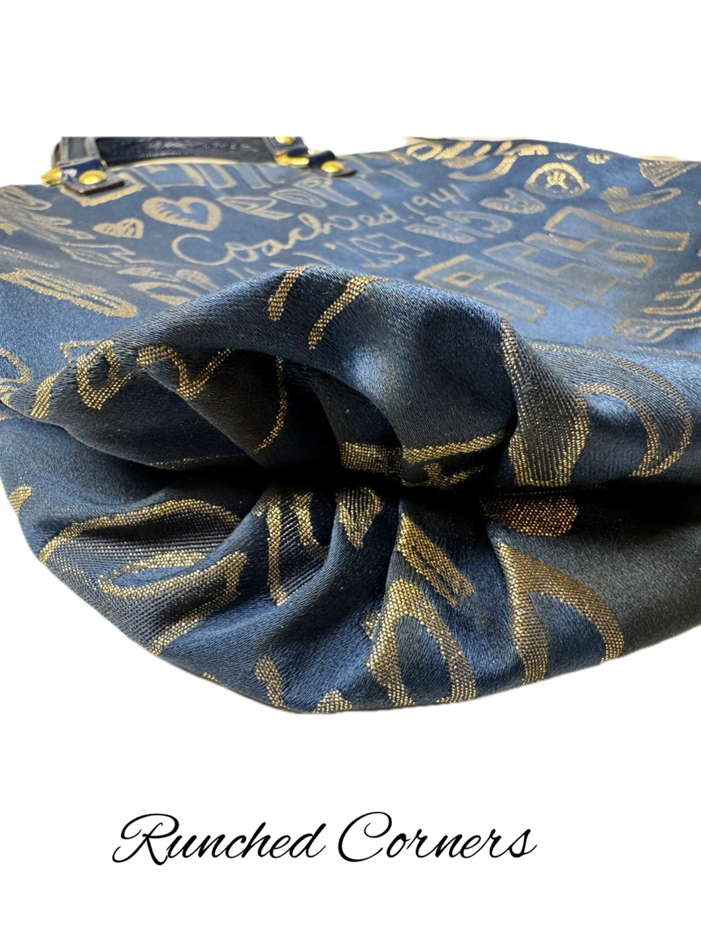 Coach Navy and Metallic Gold Signature Tote - Picture 8 of 16